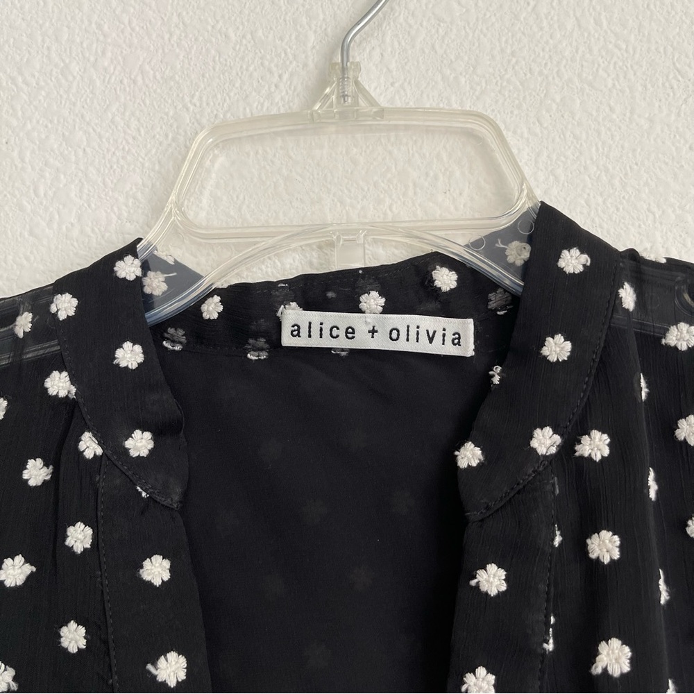 Alice & Olivia Button Front Mesh Transparent Flow… - image 3